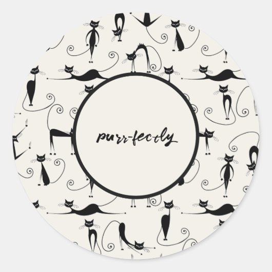 カスタマイズ可能なPurr-fecutly Catシール ラウンドシール (正面)