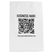 カスタマイズ可能なQRコードとビジネス名 ミディアムペーパーバッグ (正面)