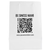 カスタマイズ可能なQRコードとビジネス名 ミディアムペーパーバッグ (裏面)