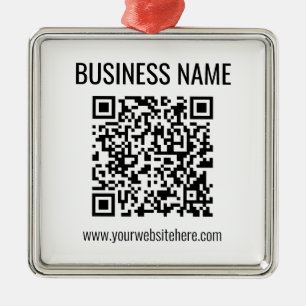 カスタマイズ可能なQRコードとビジネス名 メタルオーナメント