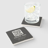 カスタマイズ可能なQRコードと編集可能なテキストデザイン ストーンコースター (横)