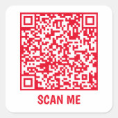 カスタマイズ可能なQRコードSCAN ME赤い正方形ステッカー スクエアシール (正面)