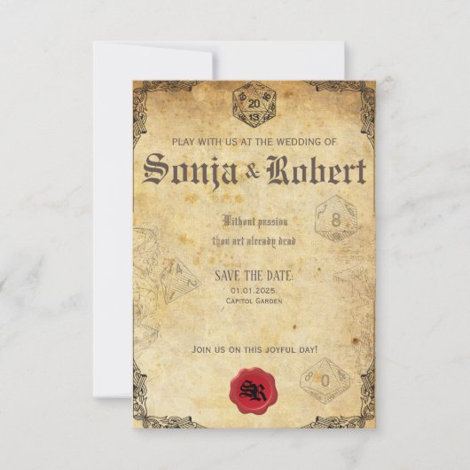 カスタマイズ可能なRoleplayゲーマー結婚ファンタジー 招待状 (正面)