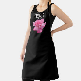 カスタマイズ可能なRosie名かわいらしピンクローズフローラ エプロン
