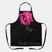 カスタマイズ可能なRosie名ホットピンクバラフローラboho エプロン (正面)