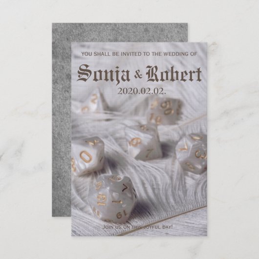 カスタマイズ可能なRPGサイコロ結婚式招待状 招待状 (正面/裏面)