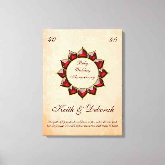 カスタマイズ可能なRuby結婚の記念日 キャンバスプリント (正面)