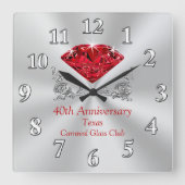カスタマイズ可能なRuby 40th Anniversary Clock スクエア壁時計 (正面)