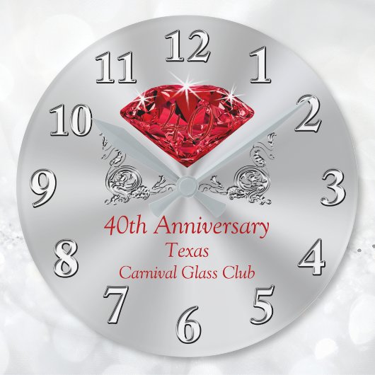 カスタマイズ可能なRuby 40th Anniversary Clock スクエア壁時計