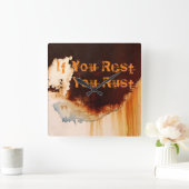 カスタマイズ可能なRust Artカッコいいおもしろいユニーク スクエア壁時計 (ホーム)