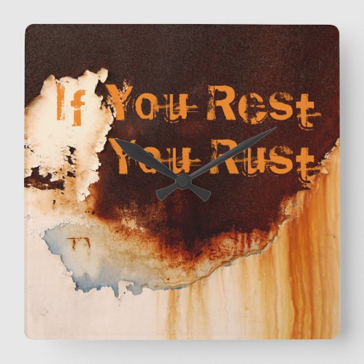 カスタマイズ可能なRust Artカッコいいおもしろいユニーク スクエア壁時計 (正面)
