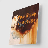 カスタマイズ可能なRust Artカッコいいおもしろいユニーク スクエア壁時計 (傾斜)