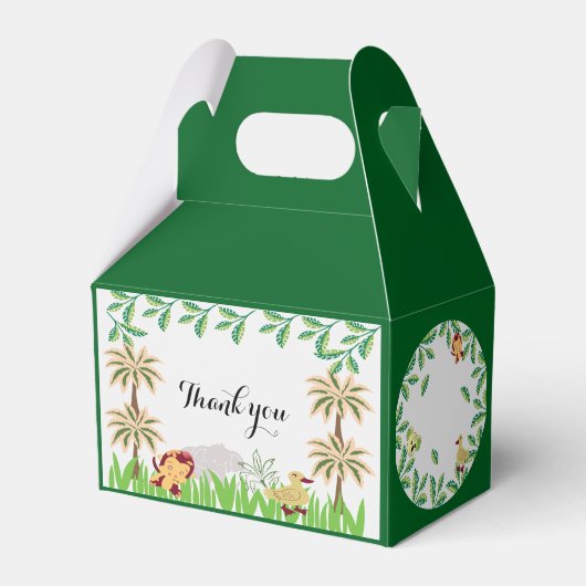 カスタマイズ可能なSafari誕生日パーティー フェイバーボックス (正面サイド)