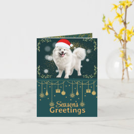 カスタマイズ可能なSamoyed金ゴールドクリスマスグリーティングカード カード