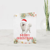 カスタマイズ可能なSamoyed Christmas Greeting Card カード (正面)