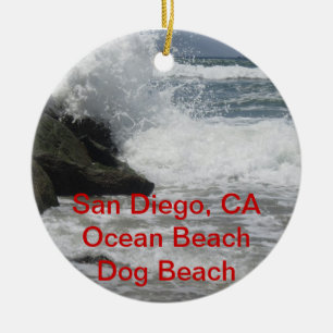 カスタマイズ可能なSan Diego、海ビーチ、CAギフト セラミックオーナメント