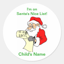 カスタマイズ可能なSanta Claus Nice Listスタンプ ラウンドシール