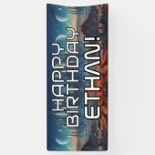 カスタマイズ可能なSci-Fiをテーマにしたハッピーバースデー（nam付き） 横断幕 (縦)