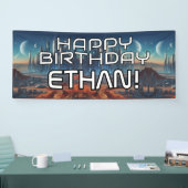 カスタマイズ可能なSFテーマのHAPPY+BIRTHDAY+名前入り 横断幕 (トレードショー)