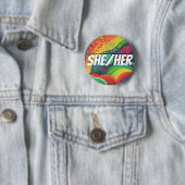 カスタマイズ可能なShe/Her、He/Him、Rainbow代名詞 缶バッジ (インサイチュ)