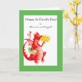 カスタマイズ可能なSt Davidの日のドラゴンカード カード (黄色い花)