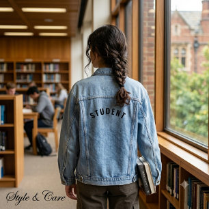 カスタマイズ可能なSTUDENTテキストステートメント デニムジャケット
