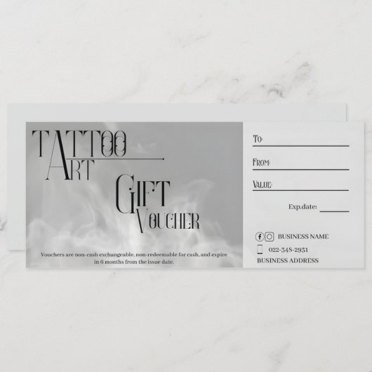 カスタマイズ可能なTattooギフト券 招待状 (正面/裏面)