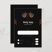 カスタマイズ可能なTattooスタイルラブスワローズRSVPカード 出欠カード (正面/裏面)