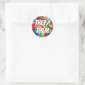 カスタマイズ可能なThey/Them、She/Her、Rainbow Nouns ラウンドシール (バッグ)