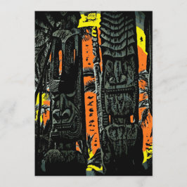 カスタマイズ可能なtikiの彫像の日の出の招待状 招待状