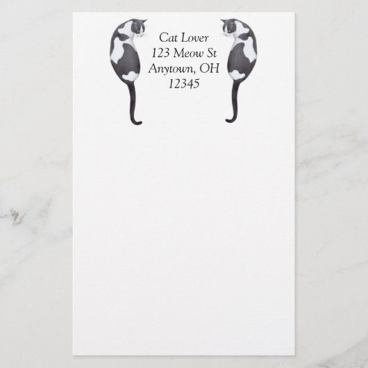 カスタマイズ可能なTuxedo猫の文房具 便箋 (正面)