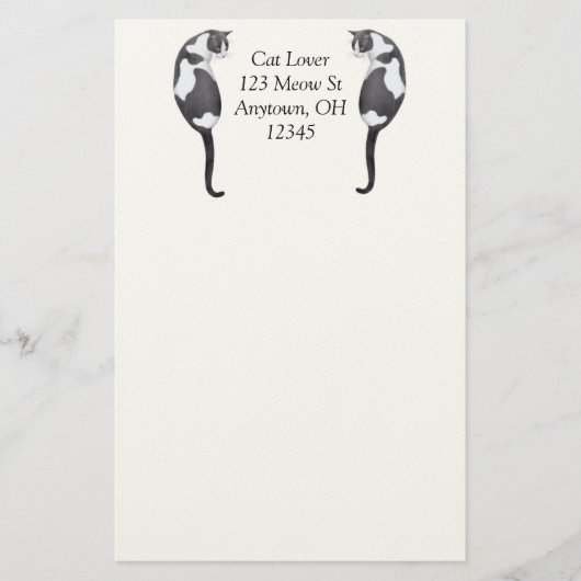 カスタマイズ可能なTuxedo猫の文房具 便箋 (正面)