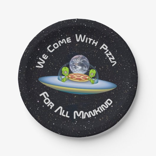 カスタマイズ可能なUFOピザ配信 ペーパープレート (正面)