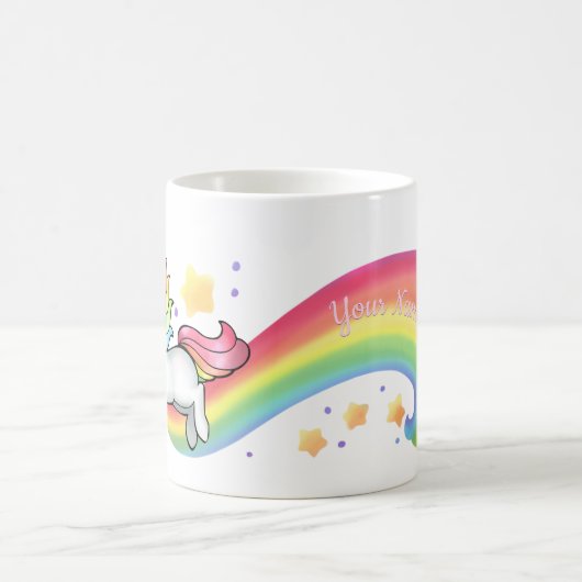 カスタマイズ可能なUnicornとRainbow Mug コーヒーマグカップ (中央)