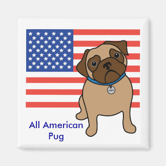 カスタマイズ可能なUSAフラグのPUGマグネット マグネット