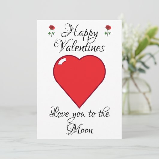 カスタマイズ可能なValentinesデイカードハートムーン シーズンカード (スタンド正面)