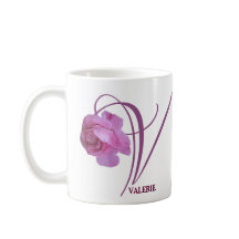 カスタマイズ可能なValerie名かわいらしピンクローズフローラ