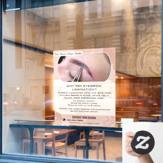 カスタマイズ可能なWhy Eyebrow Laminating Studio サービス ウィンドウサイン (カフェ窓)