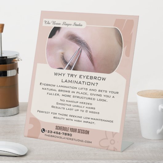 カスタマイズ可能なWhy Eyebrow Laminating Studio Service 台座サイン (インサイチュ)