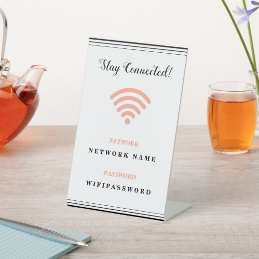 カスタマイズ可能なWifiパスワードとネットワーク名 台座サイン (インサイチュ)