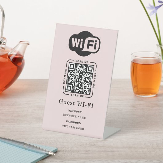 カスタマイズ可能なWiFi QRコード 台座サイン (インサイチュ)