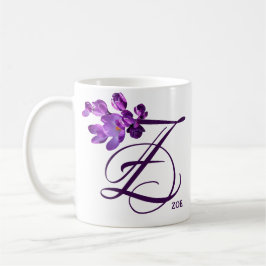カスタマイズ可能なZoe名purple flowers bohoヴィンテージ コーヒーマグカップ