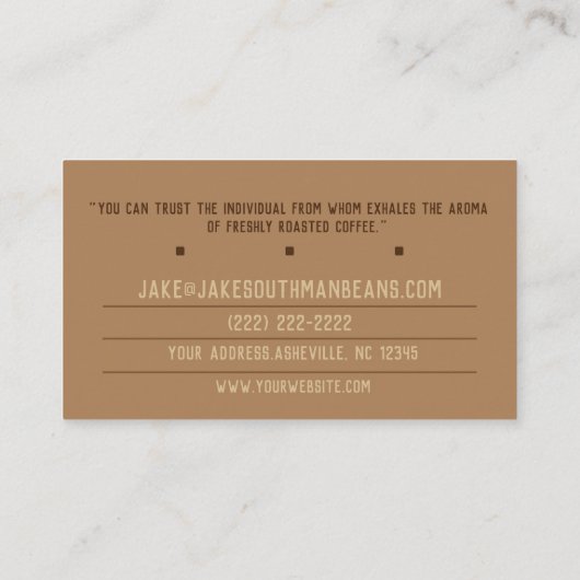 カスタマイズ可能の一面のコーヒー豆 名刺 (裏面)