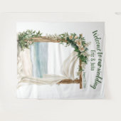 カスタマイズ可能エレガントなビーチ結婚式背景 タペストリー (正面(横))