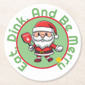 カスタマイズ可能🎅クリスマスピックボール ラウンドペーパーコースター (正面)