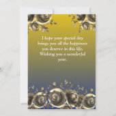 カスタマイズ可能シンプルなゴールデンハッピーバースデーカード 招待状 (裏面)