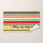 カスタマイズ可能ストライプのなレトロバスタオルとミツバチ ハンドタオル (ハンドタオル)