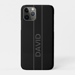 カスタマイズ可能テキスト モダンな黒とダークグレーのボールド体 iPhone 11 PROケース