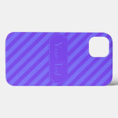 カスタマイズ可能テキスト 斜めのすみれ色の紫のストライプ Case-Mate iPhoneケース (裏面 (横))