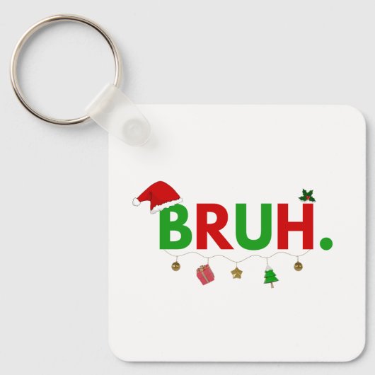 カスタマイズ可能デザイン:Bruhミームで面白いクリスマス キーホルダー (正面)